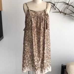 Karen zambos silk satin printed apron dress. NWT